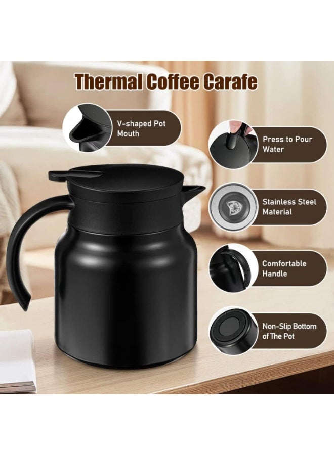 DUNISO Thermal Coffee Carafe,Stainless Steel Insulated Vacuum Thermos,Double Walled Vacuum Jug,with Temperature Display,Long-Lasting Insulation,Drop-Resistant and Durable,for Coffee, Tea, Hot and Cold Drinks,800ML - Image 3